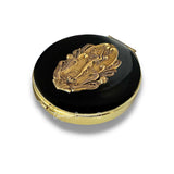 Art Nouveau Lady Pill Box with 7 Compartments in Hand Painted Black Enamel Flower Nymph Vintage Style with Personalized and Color Options