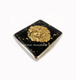 Lion Head Large 8 Day Pill Box with Individual Compartments in Black with Gold Splash Neoclassic Inspired Personalize with Color Options