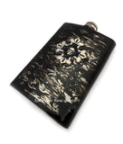 Antique Gold Cross with Skull Flask Inlaid in Hand Painted Black Ink Swirl Enamel 8oz Hip Flask Personalize Engraving and Color Options