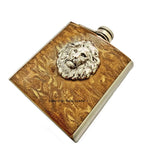 Lion Flask Inlaid in Hand Painted Bronze Enamel with Gold Swirl Neoclassic Design Custom Colors and Personalized Options